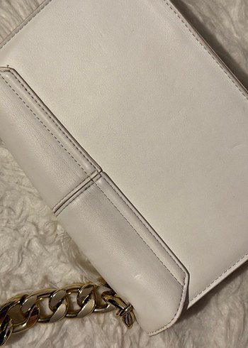 Zincir Detaylı Beyaz Deri Kadın Çanta - Görsel 2