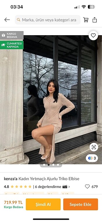 Trendyol & Milla Yırtmaçlı ajurlu triko elbise