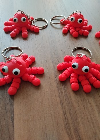 Kırmızı 3D Baskı Ahtapot Anahtarlık - Görsel 2