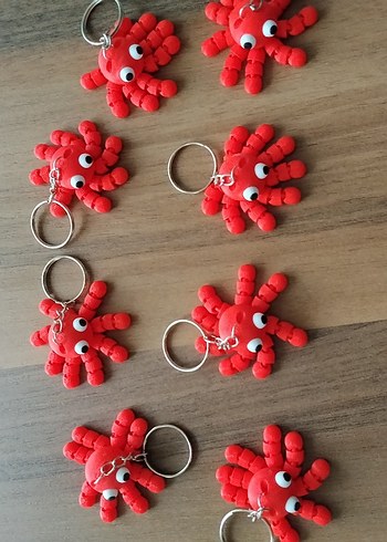 Kırmızı 3D Baskı Ahtapot Anahtarlık - Görsel 3