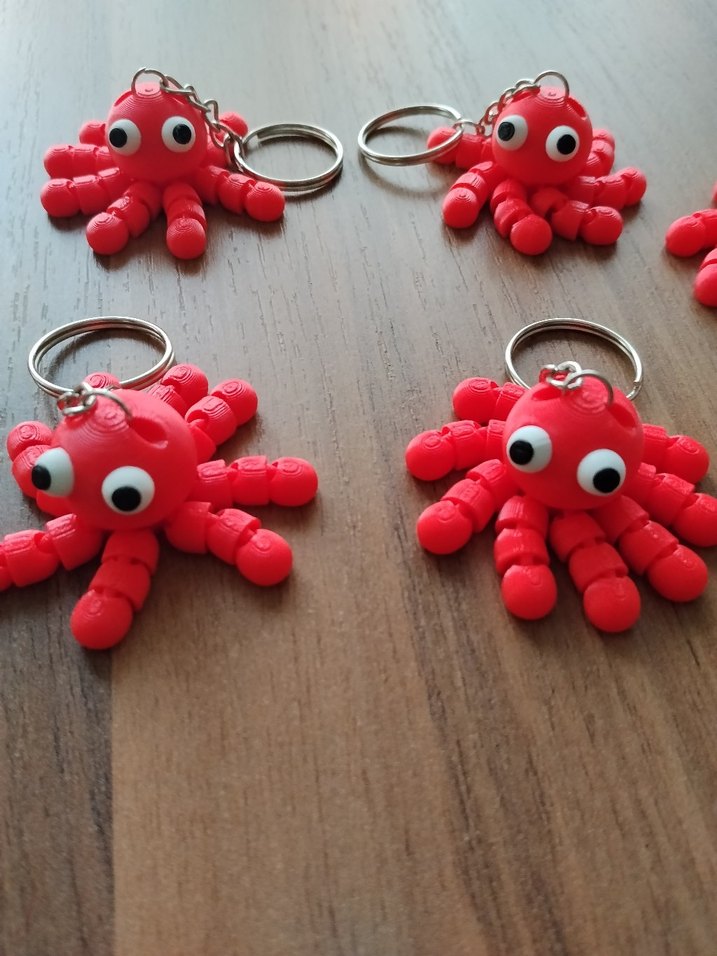 Kırmızı 3D Baskı Ahtapot Anahtarlık - Görsel 2