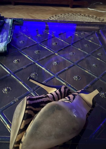 40,5 Beden Kahverengi Zebra Desenli Kadın Stiletto