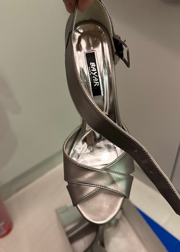 Gri Platform Topuklu Kadın Abiye Ayakkabı - Görsel 2