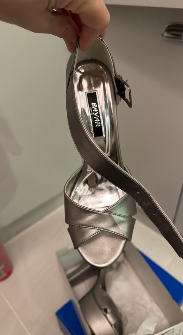 Gri Platform Topuklu Kadın Abiye Ayakkabı - Görsel 2