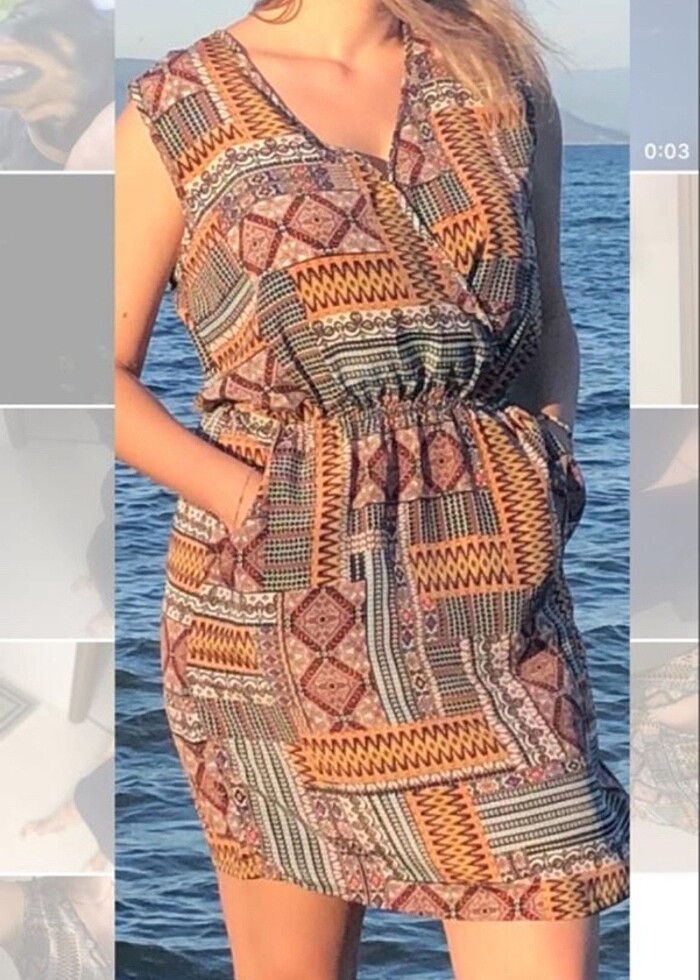 KOTON ETNİK DESEN CEPLİ ELBİSE - Görsel 3