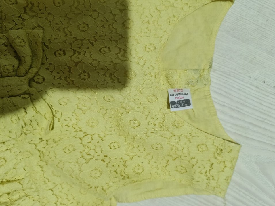 Sarı Kız Çocuk Fırfırlı Elbise - Görsel 2