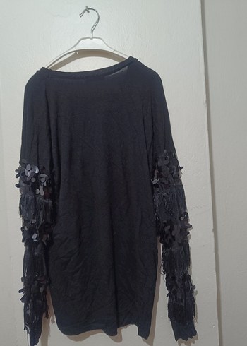 Örgü Detaylı Siyah Uzun Kollu Kadın Bluz - Görsel 4