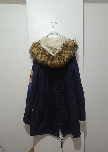 Kürk Detaylı Mavi Kapüşonlu Kot Ceket - Görsel 4