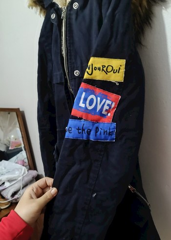 Kürk Detaylı Mavi Kapüşonlu Kot Ceket - Görsel 2