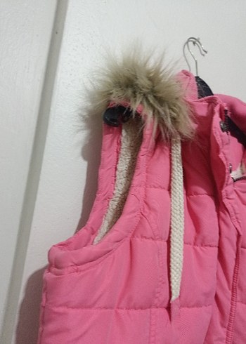 Pembe Kürklü Kadın Midi Yelek - Görsel 4