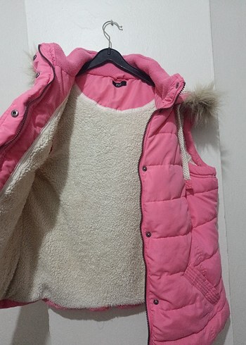 Pembe Kürklü Kadın Midi Yelek - Görsel 6