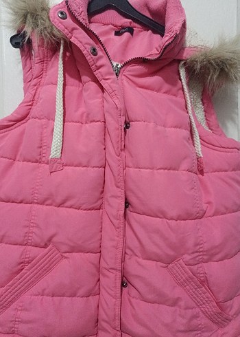 Pembe Kürklü Kadın Midi Yelek - Görsel 2