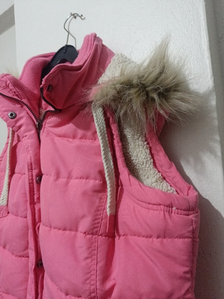 Pembe Kürklü Kadın Midi Yelek - Görsel 3