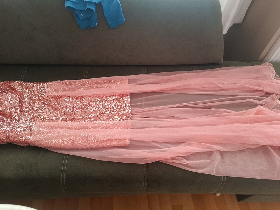 Pembe Uzun Drapeli Abiye Elbise - Görsel 2