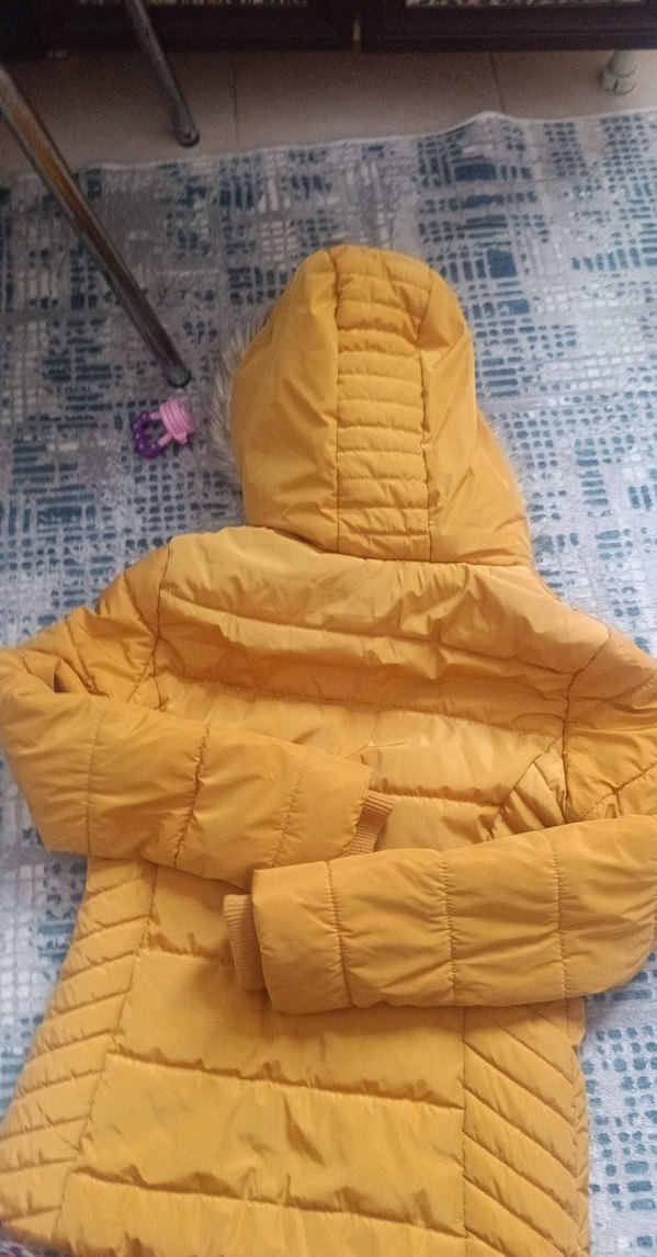 Sarı Kürklü Kadın Kışlık Mont - Görsel 4