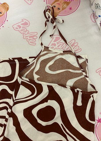 Kahverengi Zebra Desenli elbise - Görsel 2