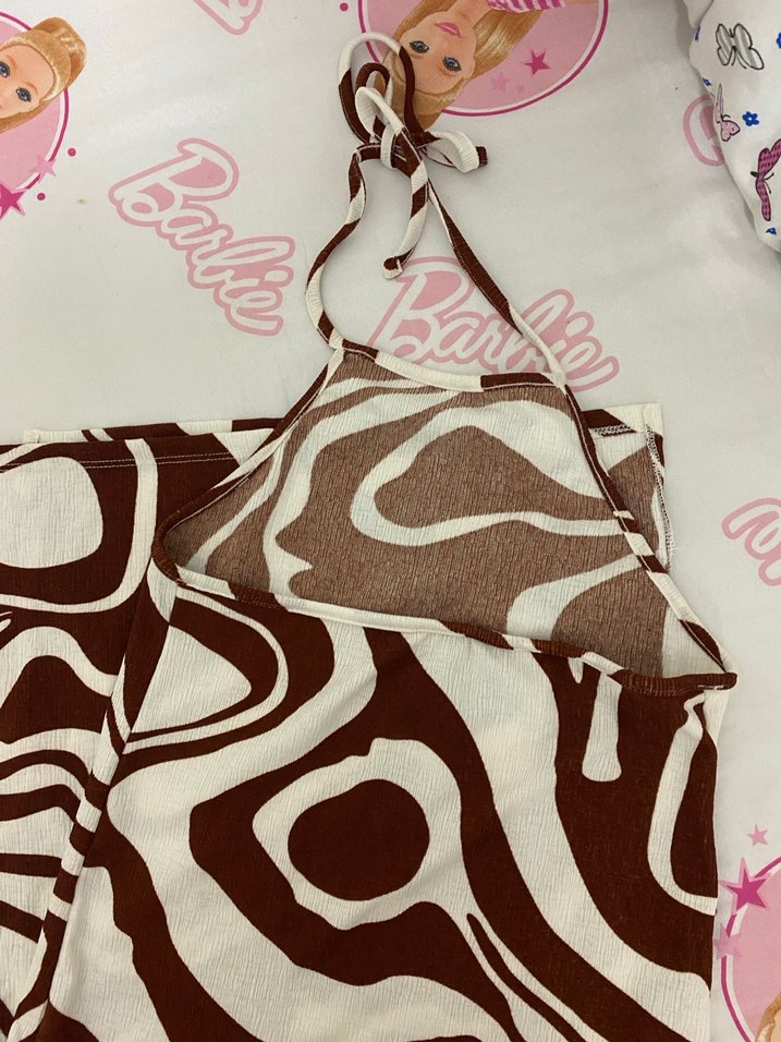 Kahverengi Zebra Desenli elbise - Görsel 2