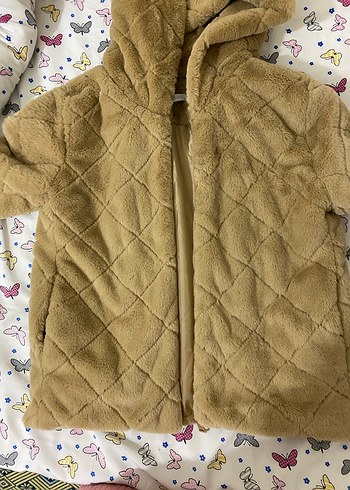 Kahverengi Kapüşonlu Kadın Peluş Ceket - Görsel 2