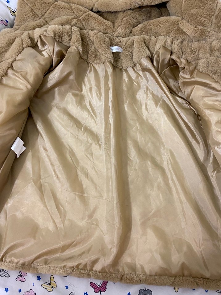 Kahverengi Kapüşonlu Kadın Peluş Ceket - Görsel 3