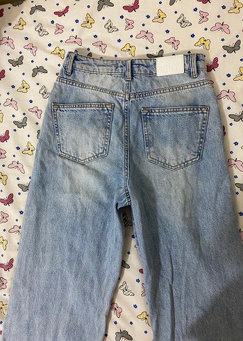 Mavi Yırtık Detaylı Bol Kesim Kadın Kot Pantolon - Görsel 3