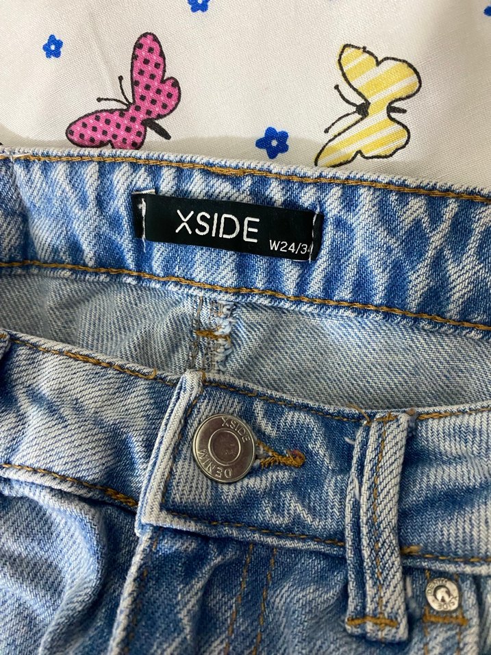 Mavi Yırtık Detaylı Bol Kesim Kadın Kot Pantolon - Görsel 4