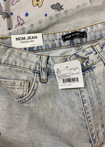 Düğmeli Gri Batik Desenli Midi Boy Denim Jean - Görsel 7