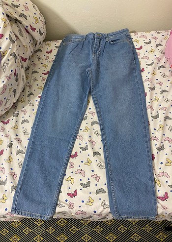 Düğmeli Mavi Kadın Denim Jean - Görsel 4