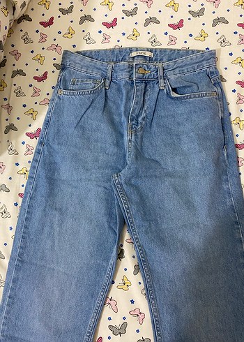 Düğmeli Mavi Kadın Denim Jean - Görsel 2