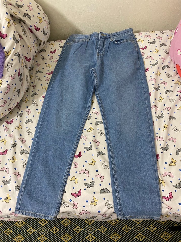 Düğmeli Mavi Kadın Denim Jean - Görsel 4