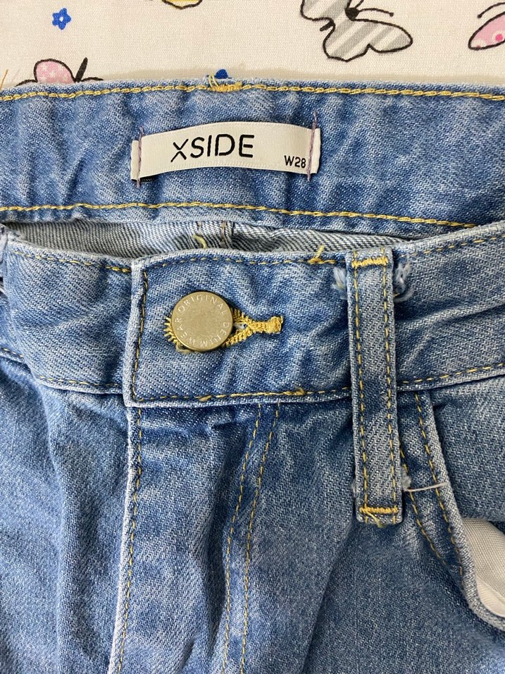 Düğmeli Mavi Kadın Denim Jean - Görsel 5