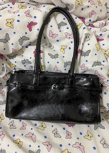 Siyah Deri Tokalı Gotik Kadın Çanta - Görsel 4