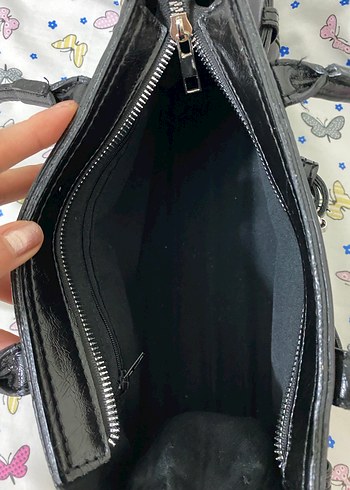 Siyah Deri Tokalı Gotik Kadın Çanta - Görsel 7