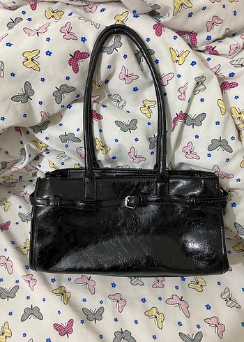 Siyah Deri Tokalı Gotik Kadın Çanta - Görsel 3