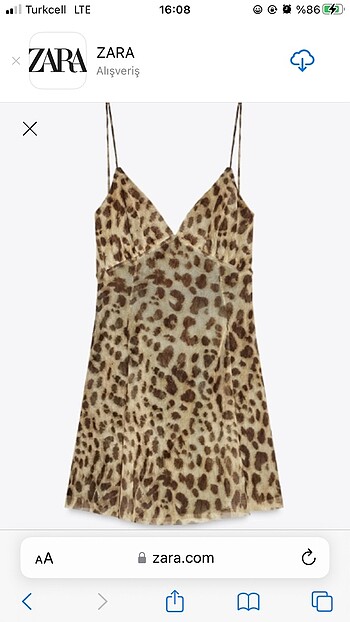 Zara leopar desenli elbise