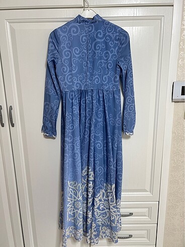 Muslima Wear Mavi desenli elbise