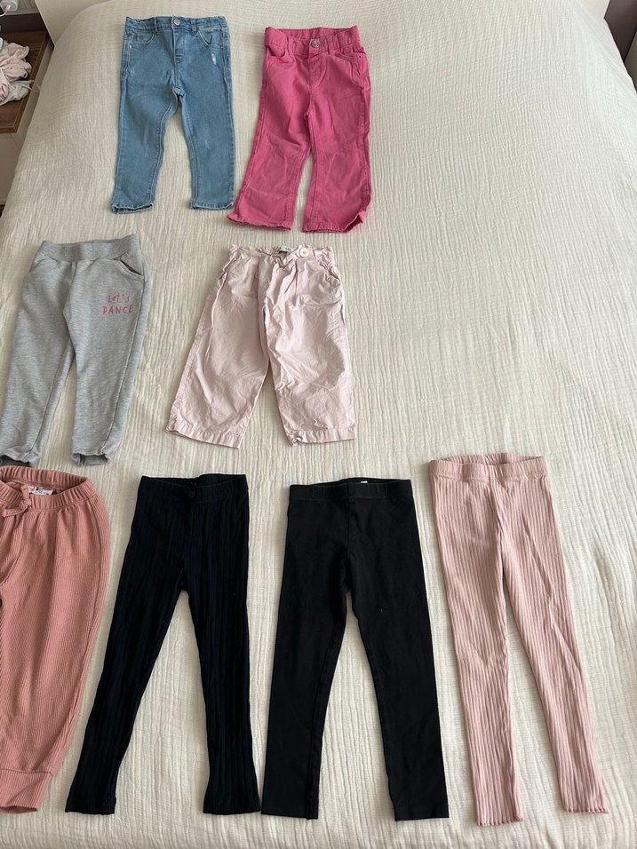 Pembe Keten Pliseli Kız çocuk Tayt & kot + 8 parça - Görsel 3