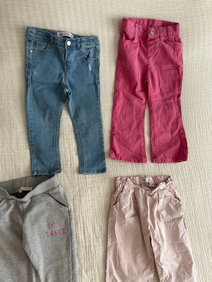 Pembe Keten Pliseli Kız çocuk Tayt & kot + 8 parça - Görsel 4