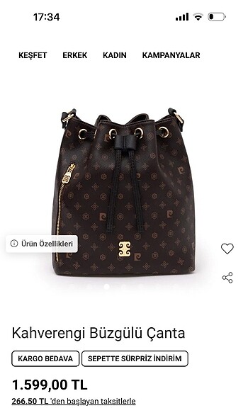 Pierre cardin büzgülü kol çantası