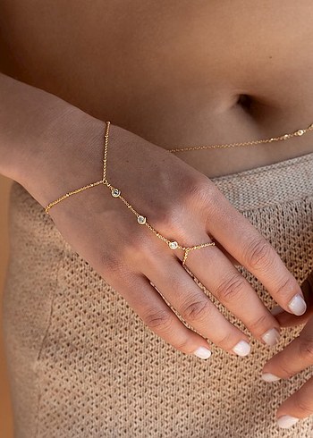 Zincir Kristal Detaylı Altın Rengi Kadın Şahmeran - Görsel 3