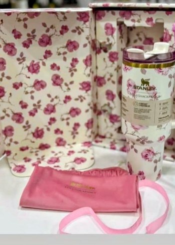 STANLEY TERMOS 1.18 LİTRE Çiçek Desenli Pembe Termos Bardak - Görsel 15