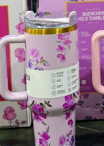 STANLEY TERMOS 1.18 LİTRE Çiçek Desenli Pembe Termos Bardak - Görsel 4