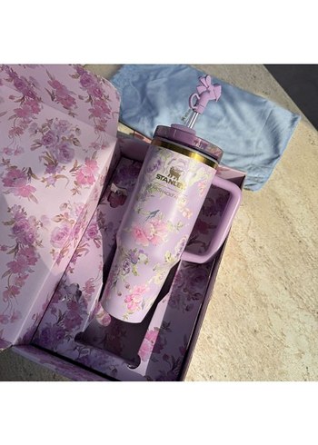 STANLEY TERMOS 1.18 LİTRE Çiçek Desenli Pembe Termos Bardak - Görsel 9