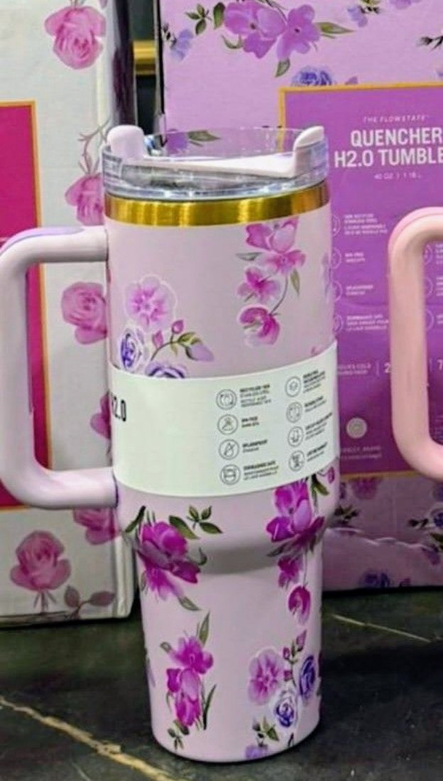STANLEY TERMOS 1.18 LİTRE Çiçek Desenli Pembe Termos Bardak - Görsel 4