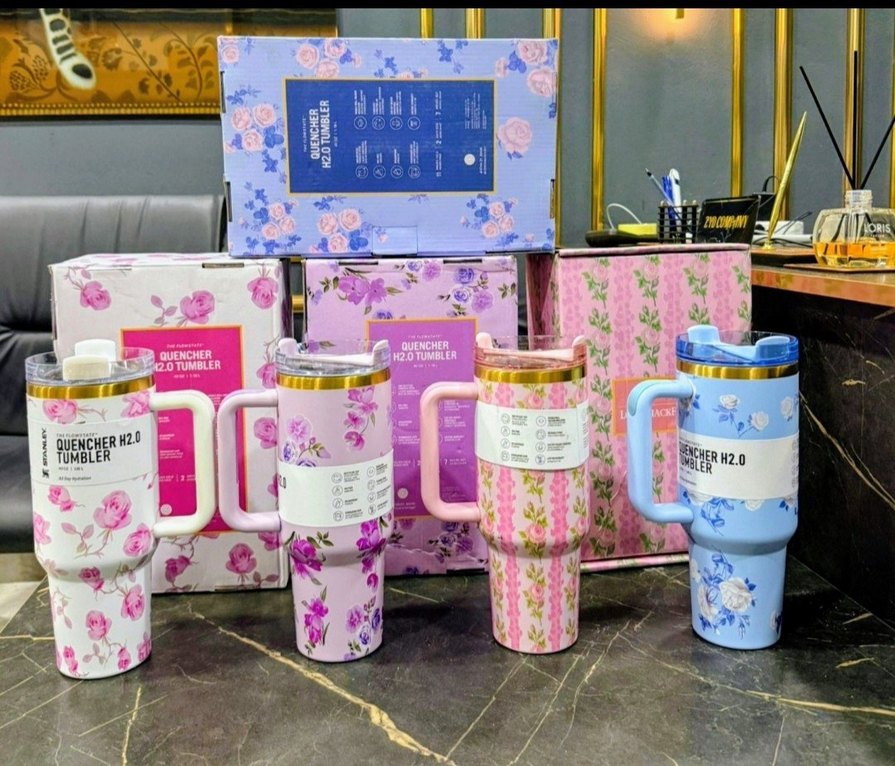 STANLEY TERMOS 1.18 LİTRE Çiçek Desenli Pembe Termos Bardak - Görsel 3