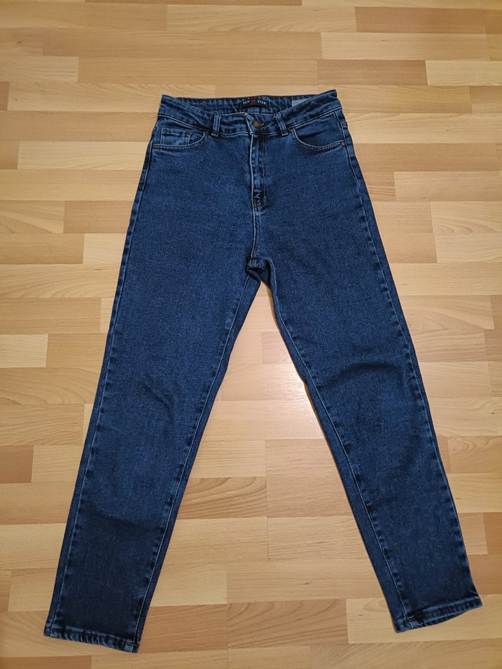 Lacivert Kadın Denim Pantolon Midi Boy - Görsel 2