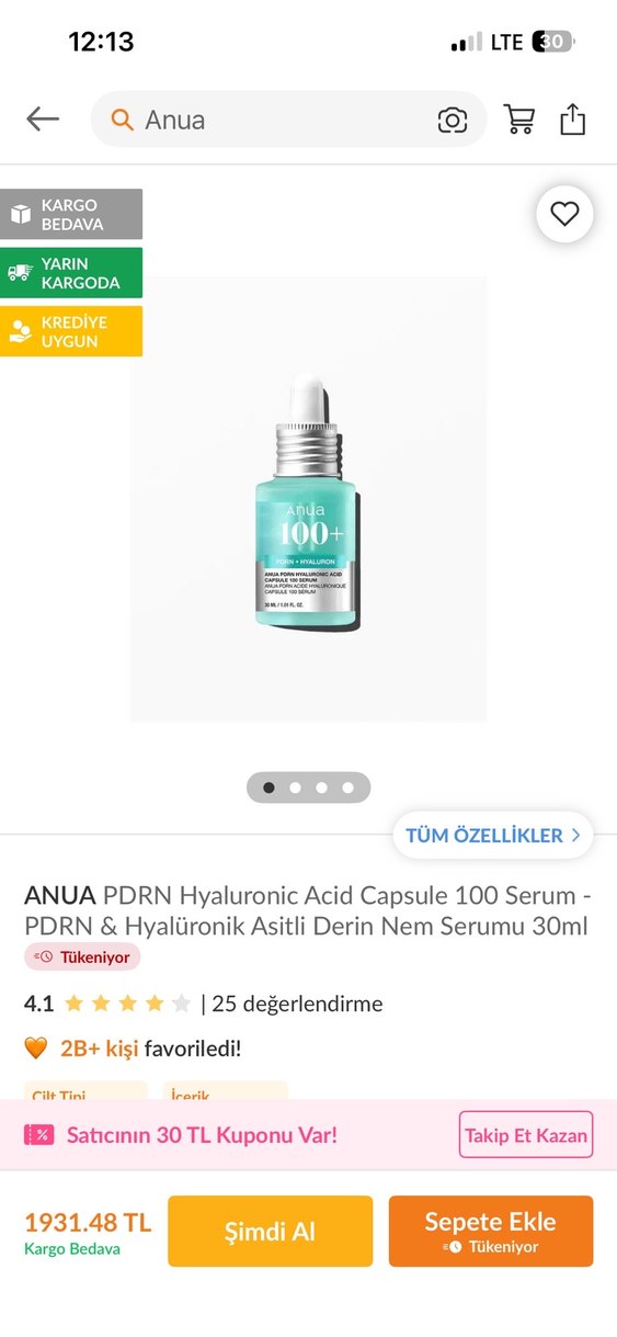 Anua 100+ Hyaluronik Asit Anti-Aging Serumu 30ml - Görsel 2