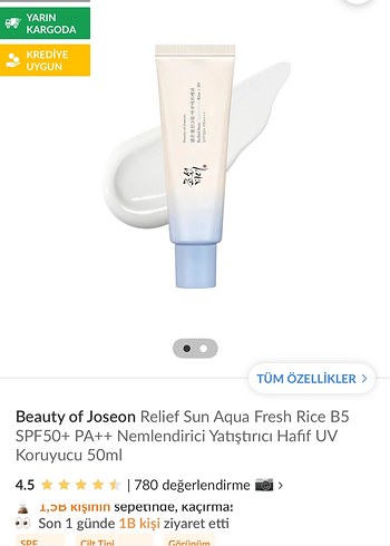 Beauty of Joseon Aqua Fresh Rice B5 SPF50+ PA++ UV Koruyucu 50ml - Görsel 2