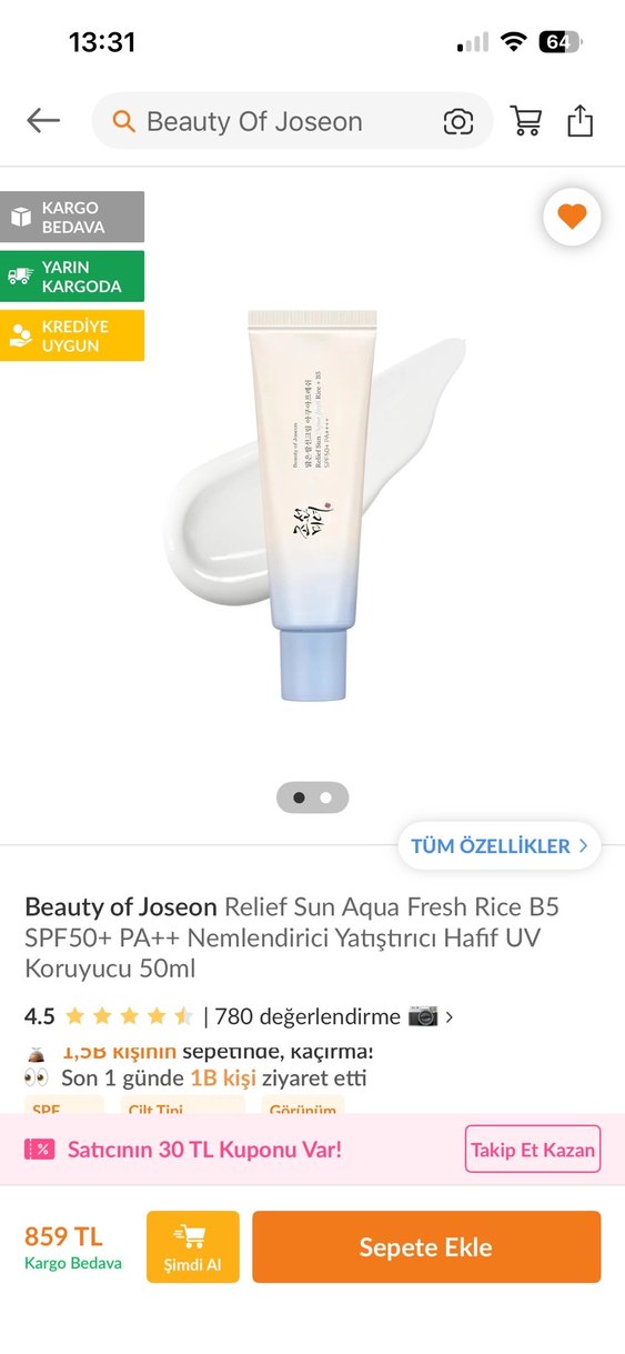 Beauty of Joseon Aqua Fresh Rice B5 SPF50+ PA++ UV Koruyucu 50ml - Görsel 2