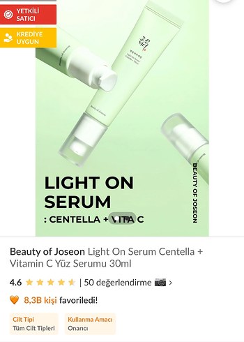 Beauty of Joseon Light On Serum Centella+VitaminC YüzSerumu 30ml - Görsel 2