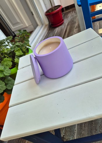 Diğer Diger Pastel Mor Mum ve Kapaklı Kavanoz